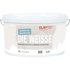 CLAYTEC Grundierung DIE WEISSE -Baustoffe Geschäft 13.415 grundierung die weisse fein 10 l eimer 1a