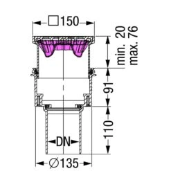 KESSEL Kellerablauf Auslauf Senkrecht 150x150 Mm Bodenablauf -Baustoffe Geschäft 34102 tz