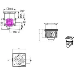 KESSEL Kellerablauf Practicus Auslauf Seitlich 150x150 Mm Bodenablauf -Baustoffe Geschäft 45110.40 tz