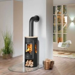 Justus Kaminofen Mino Trios 2.0 Mit 3-Seiten-Panoramafenster -Baustoffe Geschäft 4825 42 mino trios 2 stahlschwarz sandstein a