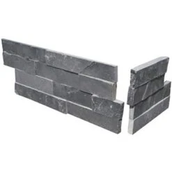 Wandverblender Naturstein Schiefer Schwarz Riemchen -Baustoffe Geschäft 58648 wvb ecke schiefer schwarz offen 02