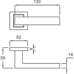 Griffwelt Türgriff-Garnitur Cremona Square Nickel Matt Türklinke -Baustoffe Geschäft cremona r square skizze 1