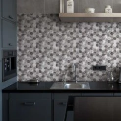 Metallmosaik Silver Hexagon 30x30 Cm Mosaikfliesen -Baustoffe Geschäft mosaik 18 19 45