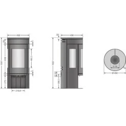 Justus Kaminofen Mino Trios 2.0 Mit 3-Seiten-Panoramafenster -Baustoffe Geschäft mz 4825 22 mino 2 trios