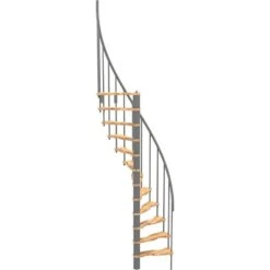 Minka Spindeltreppe Suono Smart Buche Grau Wendeltreppe -Baustoffe Geschäft suono smart buche grau freigestellt 9