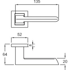 Griffwelt Türgriff-Garnitur Torino Square Chrom Türklinke 7 Griffwelt Türgriff-Garnitur Torino Square Chrom Türklinke -Baustoffe Geschäft torino r square skizze 5