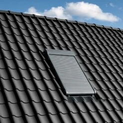 VELUX Elektro-Rollladen SML 0000S Aluminium Dunkelgrau -Baustoffe Geschäft velux dach rolladen elektro